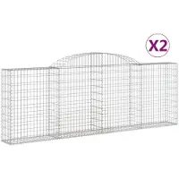 vidaXL Gabionen met boogvorm, 2 stuks, 300x30x100/120 cm, verzinkt staal