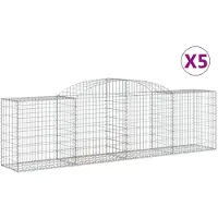 vidaXL Gabionen met boogvorm, 5 stuks, 300x50x80/100 cm, verzinkt staal