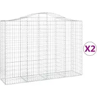 vidaXL Gabionen met boogvorm, 2 stuks, 200x50x140/160 cm, verzinkt staal