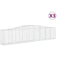 vidaXL Gabionen met boogvorm, 3 stuks, 400x50x80/100cm, verzinkt staal