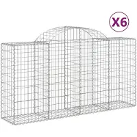 vidaXL Gabionen met boogvorm, 6 stuks, 200x50x100/120 cm, verzinkt staal