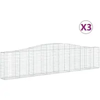 vidaXL Gabionen met boogvorm, 3 stuks, 400x30x80/100cm, verzinkt staal