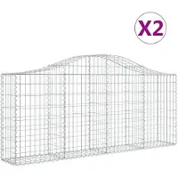 vidaXL Schanskorven 2 st gewelfd 200x30x80/100 cm gegalvaniseerd ijzer