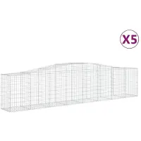 vidaXL Gabionen met boogvorm, 5 stuks, 400x50x80/100cm, verzinkt staal