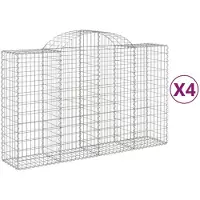vidaXL Gabionen met boogvorm, 4 stuks, 200x50x120/140 cm, verzinkt staal