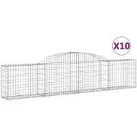 vidaXL Schanskorven 10 st gewelfd 300x30x60/80 cm gegalvaniseerd ijzer