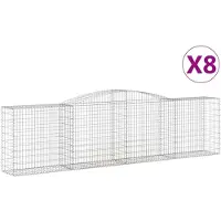 vidaXL Gabionen met boogvorm, 8 stuks, 400x50x100/120 cm, verzinkt staal