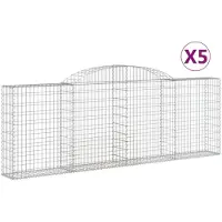 vidaXL Gabionen met boogvorm, 5 stuks, 300x30x100/120 cm, verzinkt staal