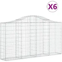vidaXL Gabionen met boogvorm, 6 stuks, 200x30x100/120 cm, verzinkt staal