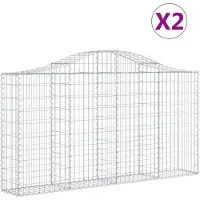 vidaXL Schanskorven 2 st gewelfd 200x30x100/120 cm ijzer