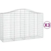 vidaXL Gabionen met boogvorm, 3 stuks, 200x50x120/140 cm, verzinkt staal