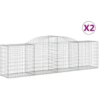 vidaXL Schanskorven 2 st gewelfd 300x50x80/100 cm gegalvaniseerd ijzer