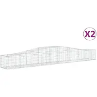 vidaXL Gabionen met boogvorm, 2 stuks, 400x50x40/60 cm, verzinkt staal