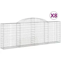 vidaXL Gabionen met boogvorm, 8 stuks, 300x30x100/120 cm, verzinkt staal