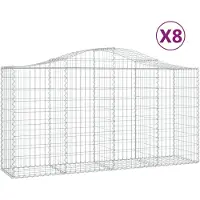 vidaXL Gabionen met boogvorm, 8 stuks, 200x50x100/120 cm, verzinkt staal
