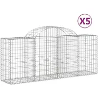 vidaXL Gabionen met boogvorm, 5 stuks, 200x50x80/100 cm, verzinkt staal