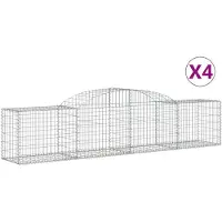vidaXL Gabionen met boogvorm, 4 stuks, 300x50x60/80 cm, verzinkt staal