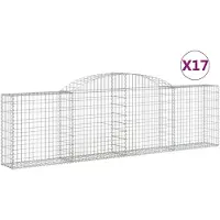 vidaXL Gabionen met hoge boog, 17 stuks, 300x30x80/100 cm, verzinkt staal