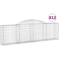 vidaXL Gabionen met boogvorm, 12 stuks, 300x30x80/100 cm, verzinkt staal