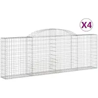 vidaXL Gabionen met boogvorm, 4 stuks, 300x30x100/120 cm, verzinkt staal