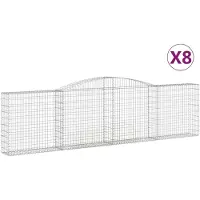 vidaXL Schanskorven 8 st gewelfd 400x30x100/120 cm ijzer