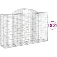 vidaXL Schanskorven 2 st gewelfd 200x50x120/140 cm ijzer