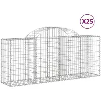 vidaXL Gabionen met boogvorm, 25 stuks, 200x50x80/100 cm, verzinkt staal