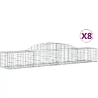 vidaXL Gabionen met boogvorm, 8 stuks, 300x50x40/60 cm, verzinkt staal