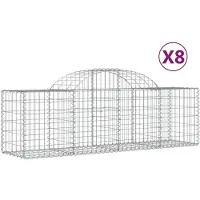 vidaXL Schanskorven 8 st gewelfd 200x50x60/80 cm gegalvaniseerd ijzer