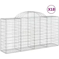 vidaXL Gabionen met boogvorm, 18 stuks, 200x50x100/120 cm, verzinkt staal