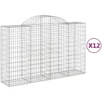 vidaXL Gabionen met boogvorm, 12 stuks, 200x50x120/140 cm, verzinkt staal