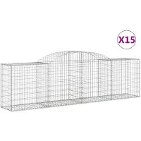 vidaXL Schanskorven 15 st gewelfd 300x50x80/100 cm ijzer