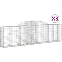 vidaXL Gabionen met boogvorm, 3 stuks, 300x30x80/100 cm, verzinkt staal