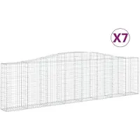 vidaXL Gabionen met boogvorm, 7 stuks, 400x30x100/120 cm, verzinkt staal