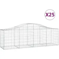 vidaXL Schanskorven 25 st gewelfd 200x50x60/80 cm gegalvaniseerd ijzer