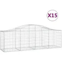 vidaXL Schanskorven 15 st gewelfd 200x50x60/80 cm gegalvaniseerd ijzer