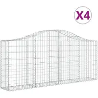vidaXL Schanskorven 4 st gewelfd 200x30x80/100 cm gegalvaniseerd ijzer