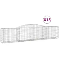 vidaXL Gabionen met boogvorm, 15 stuks, 400x50x80/100 cm, verzinkt staal