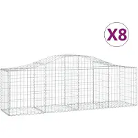 vidaXL Schanskorven 8 st gewelfd 200x50x60/80 cm gegalvaniseerd ijzer