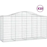 vidaXL Gabionen met boogvorm, 10 stuks, 200x50x100/120 cm, verzinkt staal