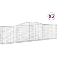 vidaXL Gabionen met hoge boog, 2 stuks, 400x30x100/120 cm, verzinkt staal