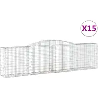 vidaXL Gabionen met boogvorm, 15 stuks, 400x50x100/120 cm, verzinkt staal