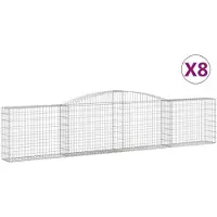 vidaXL Gabionen met boogvorm, 8 stuks, 400x30x80/100 cm, verzinkt staal