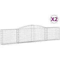 vidaXL Gabionen met boogvorm, 2 stuks, 400x30x80/100cm, verzinkt staal