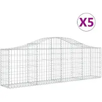 vidaXL Gabionen met boogvorm, 5 stuks, 200x30x60/80 cm, verzinkt staal