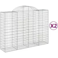 vidaXL Schanskorven 2 st gewelfd 200x50x140/160 cm ijzer