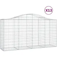 vidaXL Gabionen met boogvorm, 13 stuks, 200x50x100/120 cm, verzinkt staal