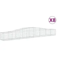 vidaXL Gabionen met boogvorm, 8 stuks, 400x50x40/60 cm, verzinkt staal