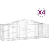 vidaXL Gabionen met boogvorm, 4 stuks, 200x50x60/80 cm, verzinkt staal