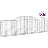 vidaXL Gabionen met boogvorm, 6 stuks, 300x30x80/100 cm, verzinkt staal